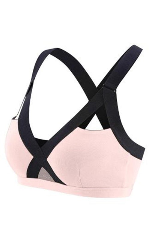 Colour Contrast Sexy Cross Elastic Sports Bra