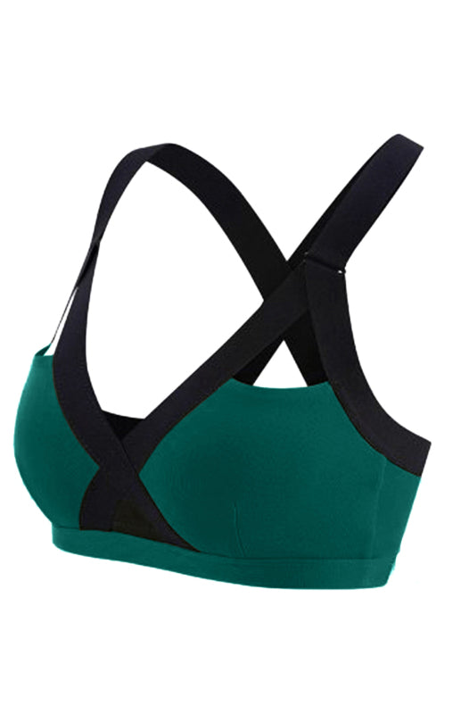 Colour Contrast Sexy Cross Elastic Sports Bra
