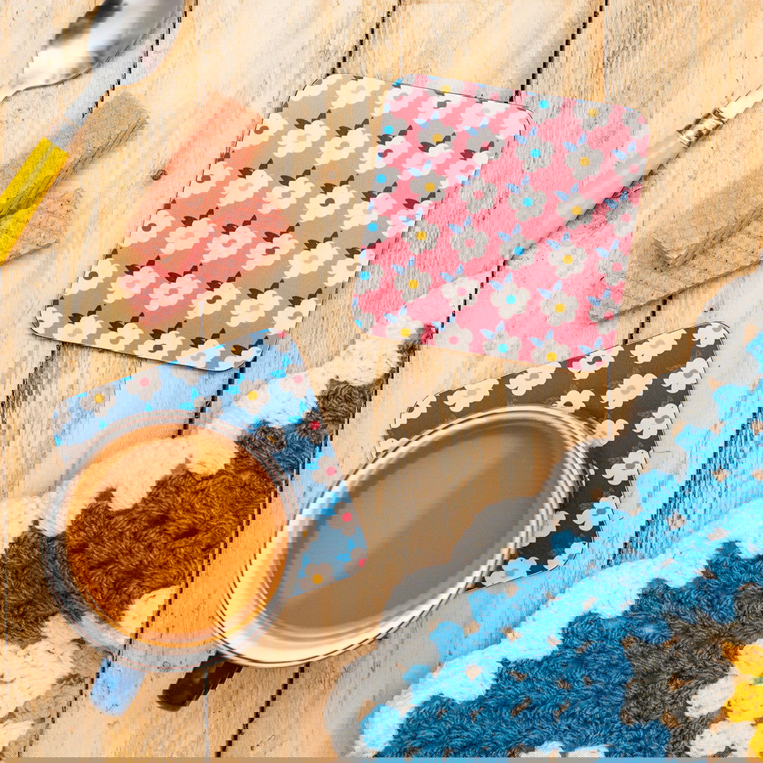 Colourful Retro Print Individual Coaster - Enamelhappy