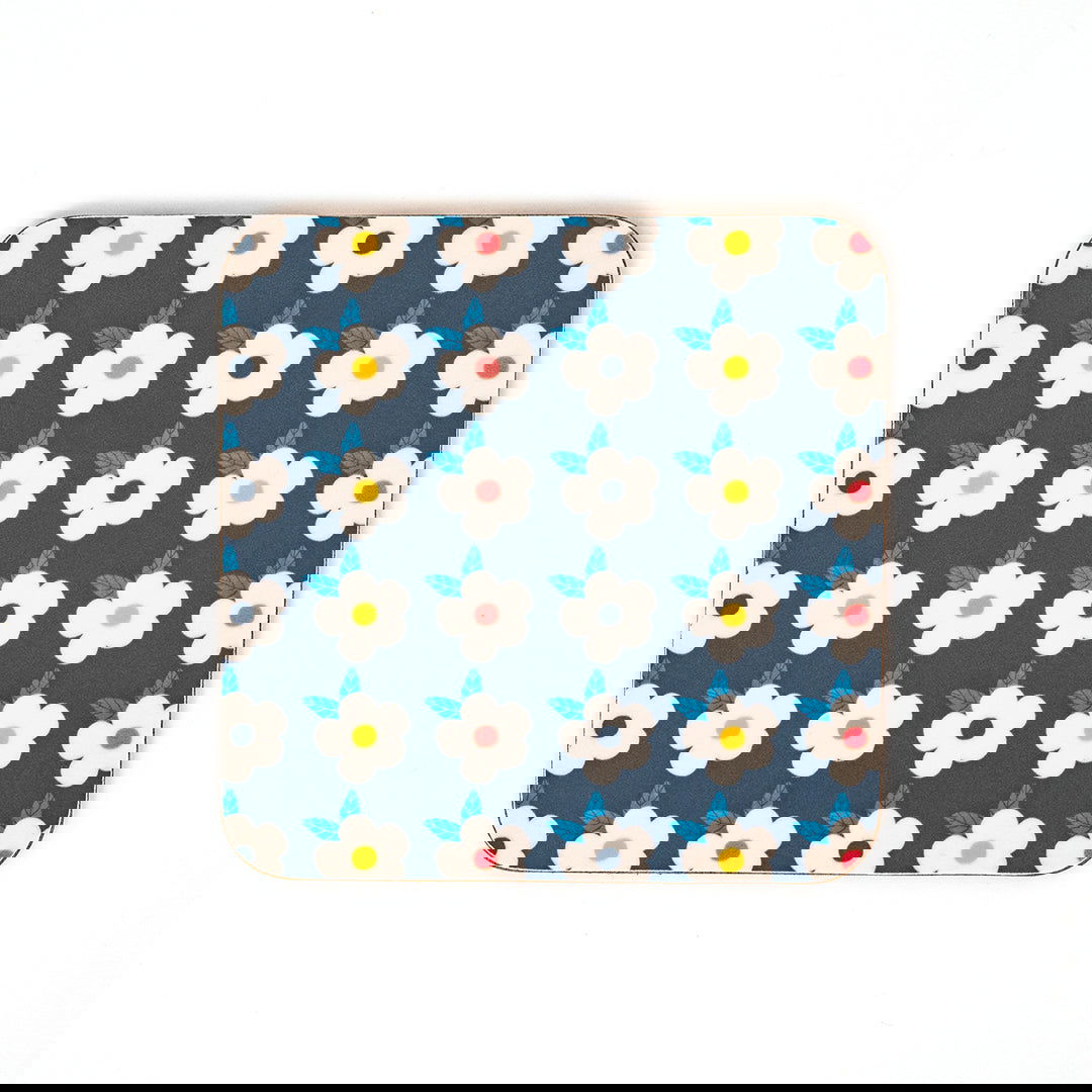 Colourful Retro Print Individual Coaster - Enamelhappy Midnight