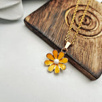 Colourful Yellow Indie Boho Daisy Floral Sunflower Charms Summer Necklace