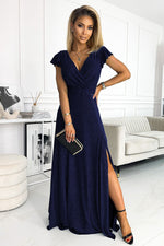 Crystal Occasion Long Occasion Dress | Numoco Navy Blue