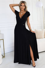 Crystal Occasion Long Occasion Dress | Numoco Black