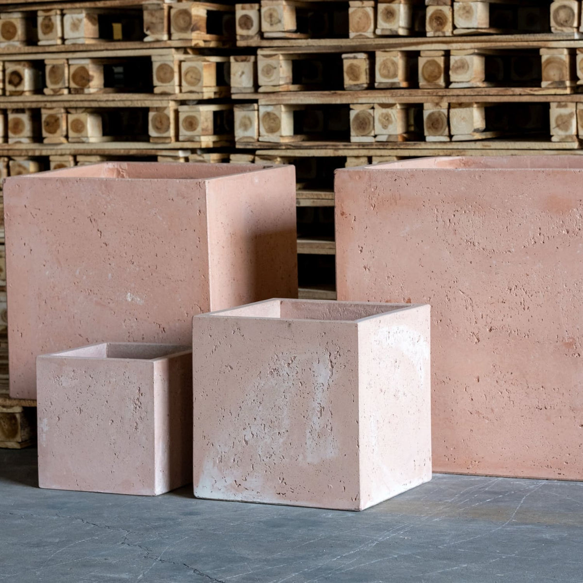 Cubrosa | Blushstone – 30cm Medium Square Concrete Planter – 14L Cube Plant Pot