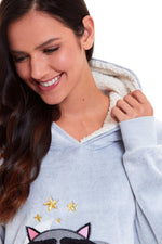 Daisy Dreamer Cuddly Raccoon Fleece Hooded Sherpa Lined Pyjama Set for Women & Girls