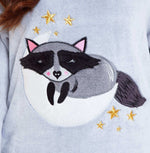 Daisy Dreamer Cuddly Raccoon Fleece Hooded Sherpa Lined Pyjama Set for Women & Girls