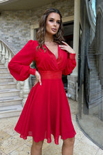 Sweetheart Neckline Evening Dress with Layered Skirt and Belt Detail