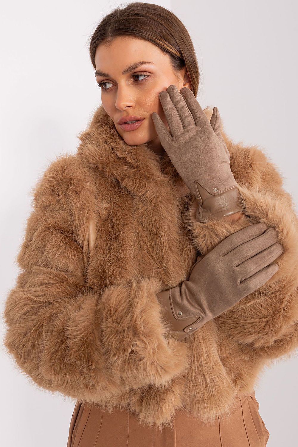 AT Dual-Material Touchscreen Gloves beige 3
