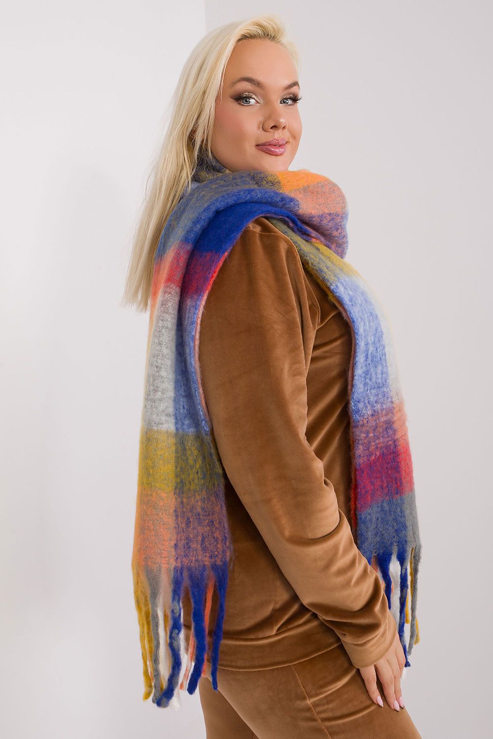 AT Long Colourful Plaid Shawl Scarf