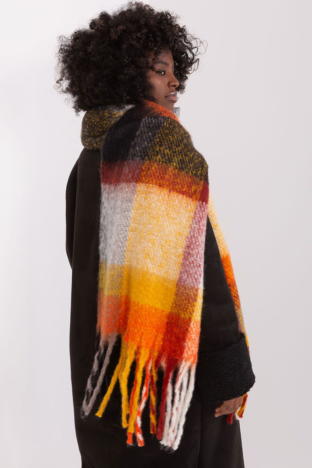 AT Long Colourful Plaid Shawl Scarf