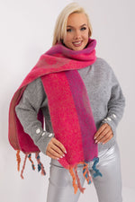 AT Striped Tassel Winter Shawl Scarf pink one-size-fits-all