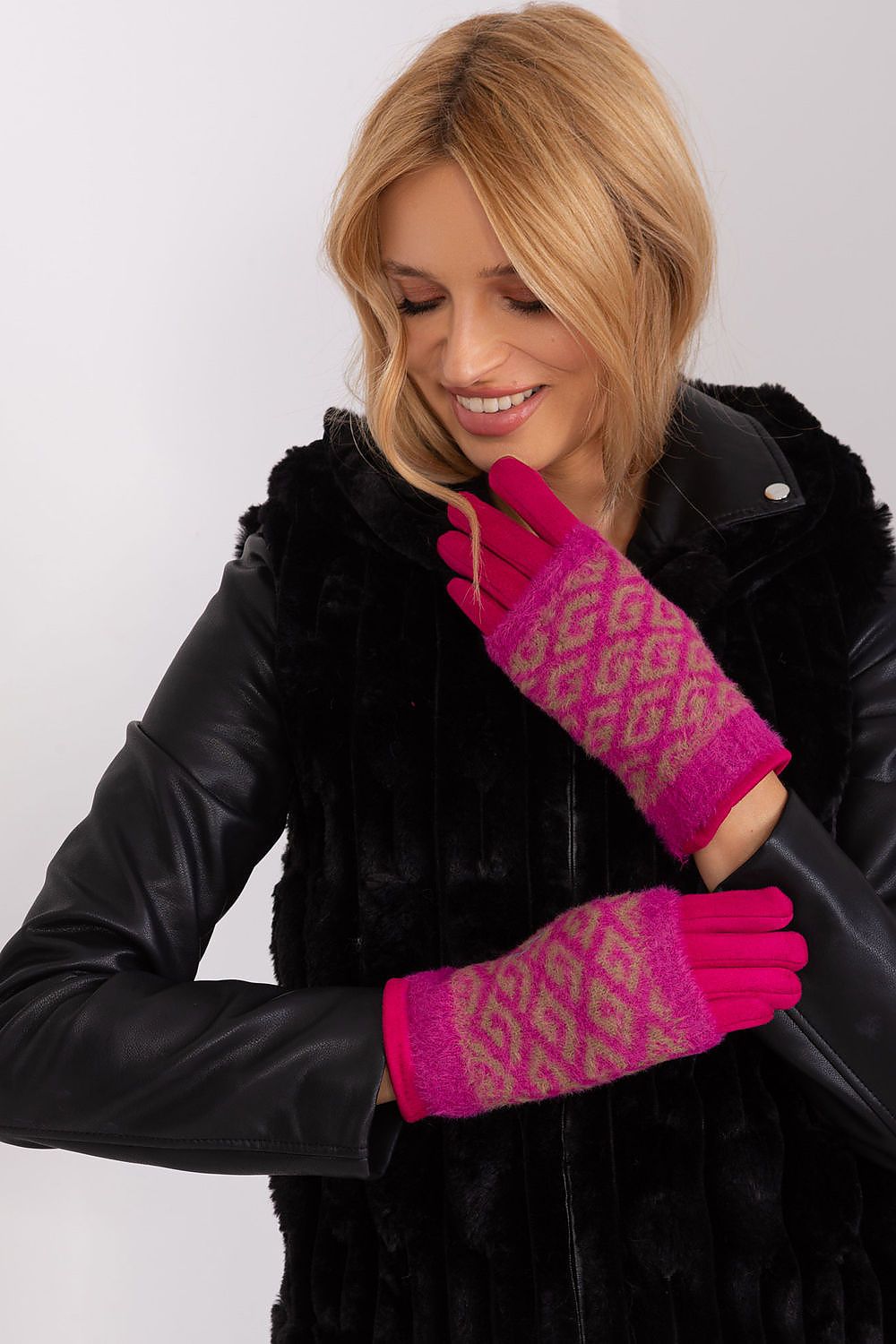 AT Touchscreen Smooth Winter Gloves with Removable Lining pink 2