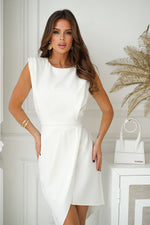 Bicotone Midi Asymmetrical Open-Back Fitted Dress beige