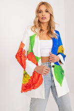 Floral Jacket Italy Moda Denim-Look Blazer beige 4 one-size-fits-all