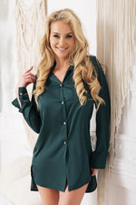 Kalimo Men's Shirt-Style Satin Nightshirt for Women green