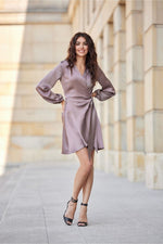 Long Sleeve Satin Short Dress | 12 Colours | Roco Fashion