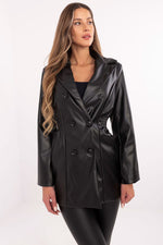 Italy Moda Eco-Leather Blazer Jacket black