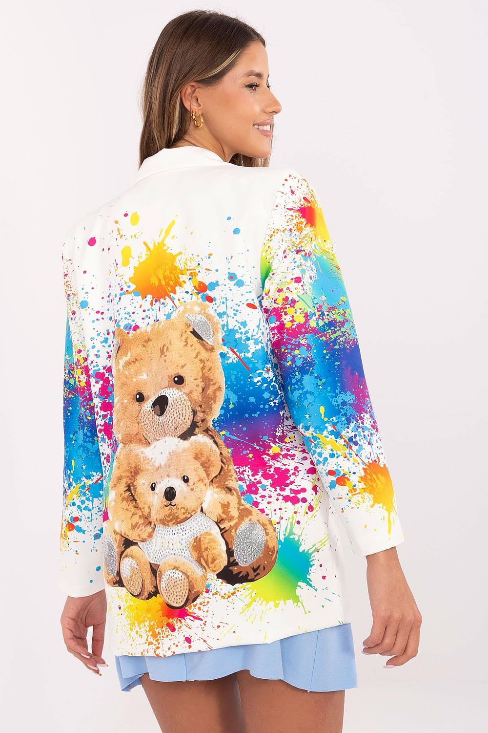 Floral Jacket Italy Moda Denim-Look Blazer