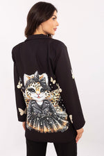 Floral Jacket Italy Moda Denim-Look Blazer