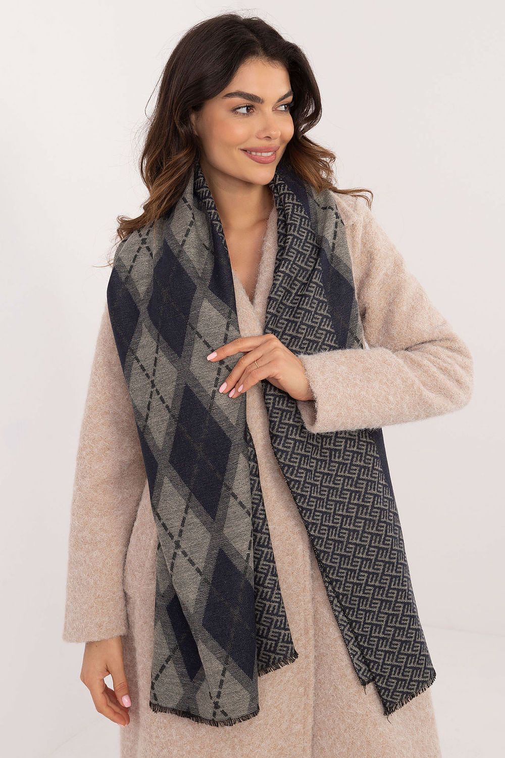 AT Geometric Pattern Neckerchief navy blue one-size-fits-all