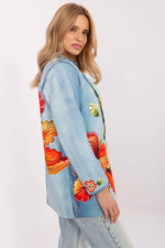 Floral Jacket Italy Moda Denim-Look Blazer
