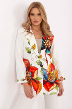 Floral Jacket Italy Moda Denim-Look Blazer beige 6 one-size-fits-all