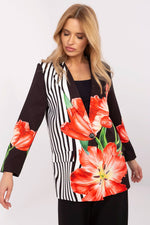 Floral Jacket Italy Moda Denim-Look Blazer black 4 one-size-fits-all