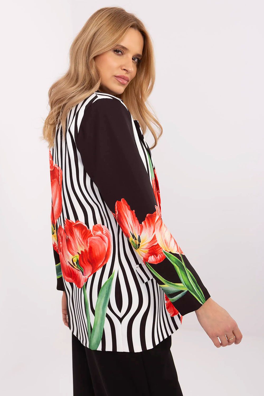 Floral Jacket Italy Moda Denim-Look Blazer