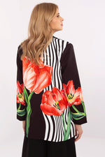 Floral Jacket Italy Moda Denim-Look Blazer