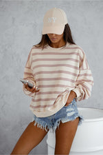 LaBalancia Loose Fitted Striped Sweatshirt pink one-size-fits-all