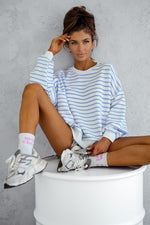 LaBalancia Loose Fitted Striped Sweatshirt blue one-size-fits-all