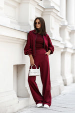 LaBalancia Zip Up Three Piece Loungewear Set red