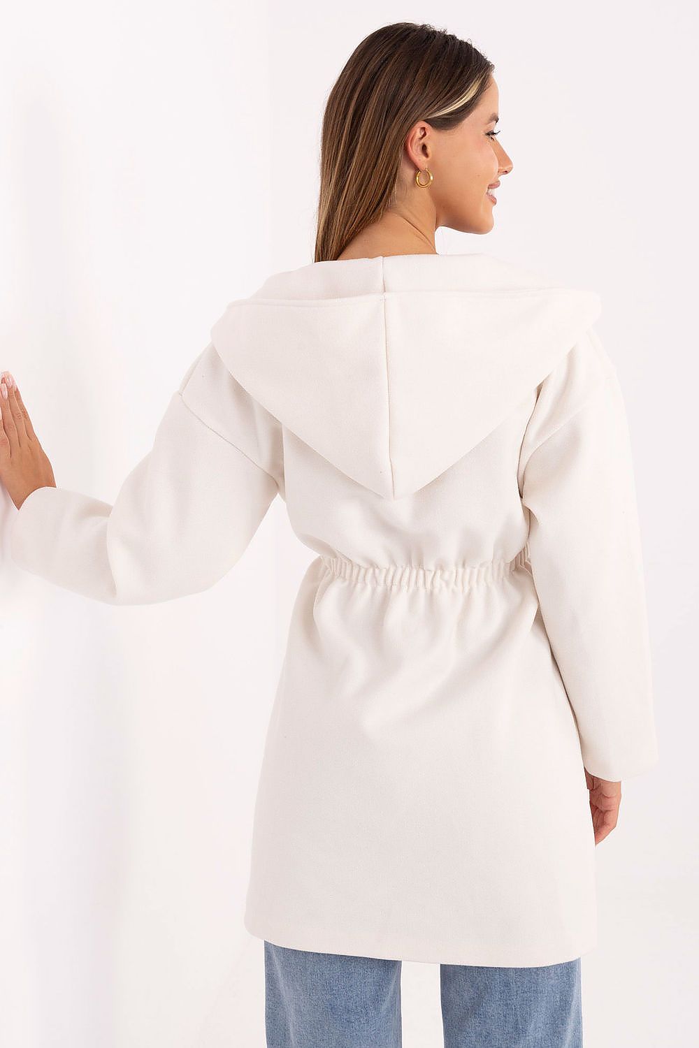 Rue Paris Hooded Belted Knit Coat