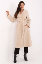 Factory Price Long Boucle Lapel Coat beige one-size-fits-all