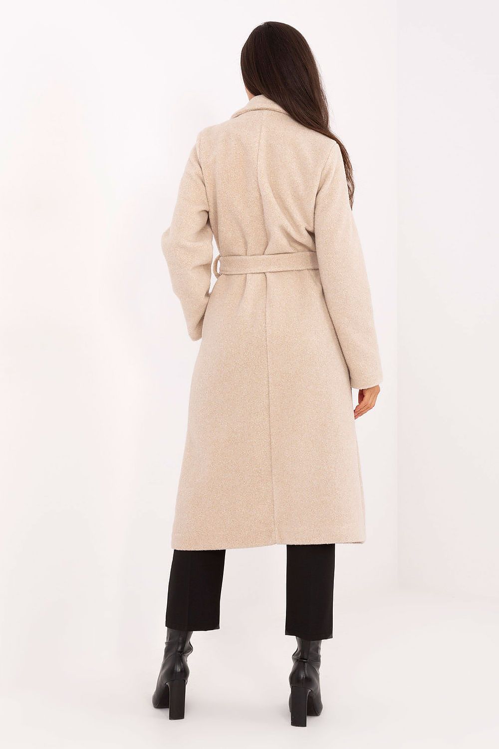 Factory Price Long Boucle Lapel Coat