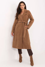 Factory Price Long Boucle Lapel Coat brown one-size-fits-all