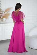 Bicotone Sequin Bolero Thin-Strap Rose Belt Maxi Dress