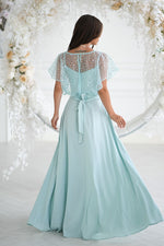 Bicotone Sequin Bolero Thin-Strap Rose Belt Maxi Dress