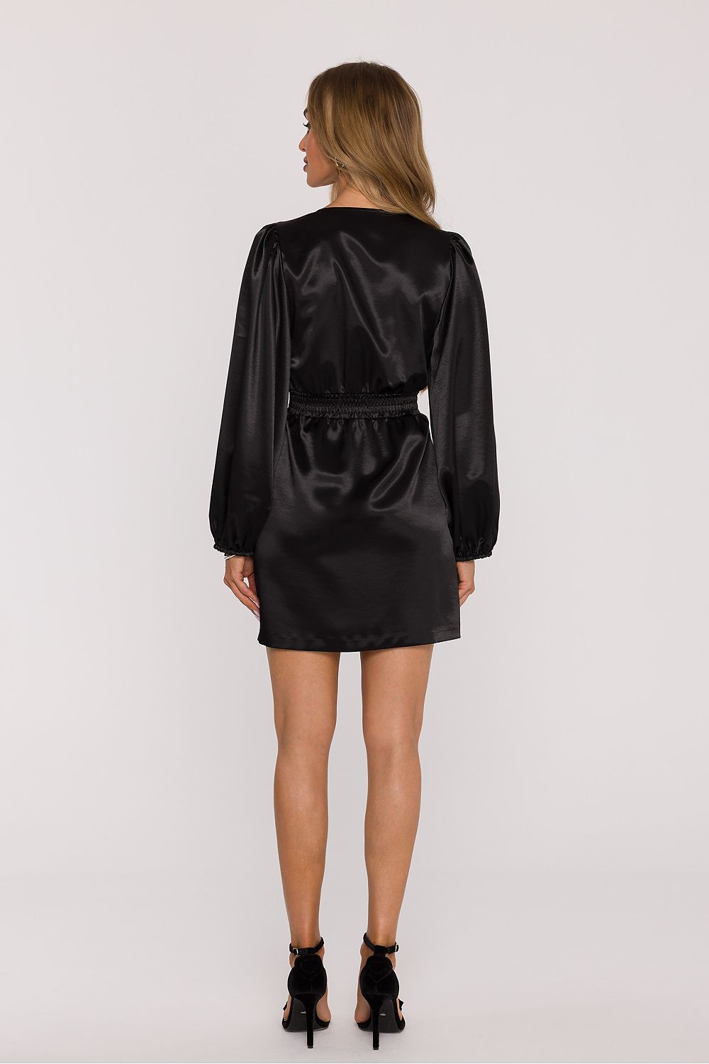 Moe Long Sleeve Fitted Satin Short Dress