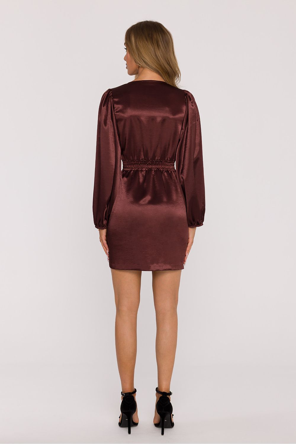 Moe Long Sleeve Fitted Satin Short Dress