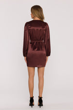 Moe Long Sleeve Fitted Satin Short Dress