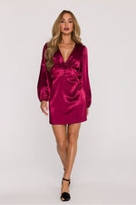 Moe Long Sleeve Fitted Satin Short Dress