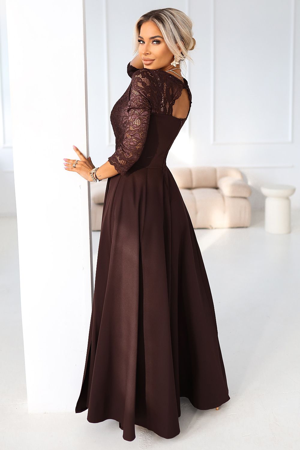 Numoco Amber Long Maxi Occasion Lace Top Dress | 10 Colours