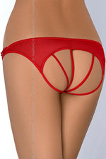 Axami Red Open-Cut Tulle Mesh Crotchless Panties Red