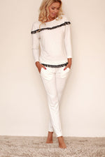 Kalimo Long Sleeve Frill Detail Warm Pyjamas Set beige