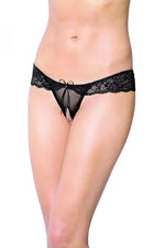 SoftLine Collection Tulle Crotchless Thong T-backs black