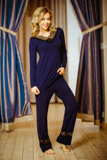 Kalimo Kapas Two-Piece Pyjama Set navy blue