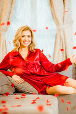 Kalimo Men's Shirt-Style Satin Nightshirt for Women