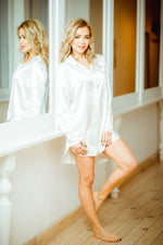 Kalimo Men's Shirt-Style Satin Nightshirt for Women