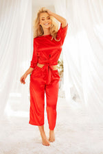 Kalimo Patong Satin Womens Pyjama Set red 2